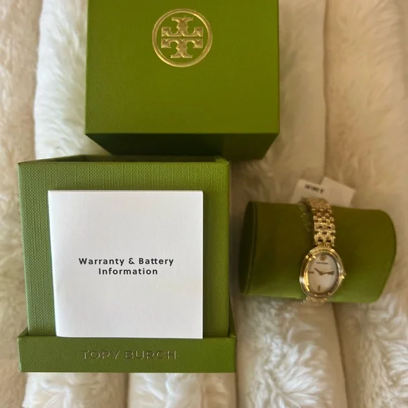 Tory Burch Gold Bracelet Watch with White Face